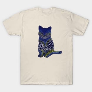 Meow Meow - Blue & Green T-Shirt